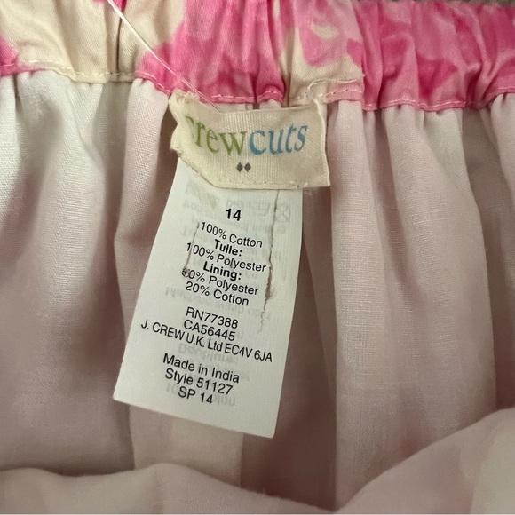 J.Crew Crewcuts Girls Pink + Cream Floral Cotton Tulle Skirt with Pockets - Picture 5 of 10
